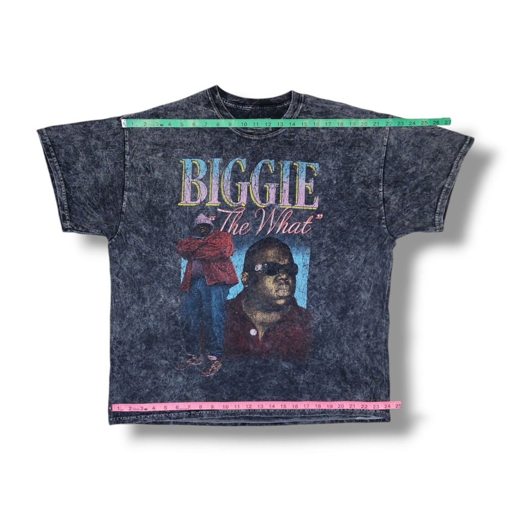 Notorious B.I.G. Biggie‎ "The What" Black Acid Wash Rap T-Shirt Men's XL - Picture 4 of 8